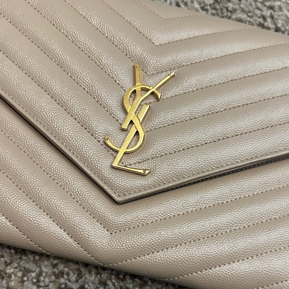 Yves Saint Laurent Taupe Quilted Leather Wristlet - Picture 2 of 6